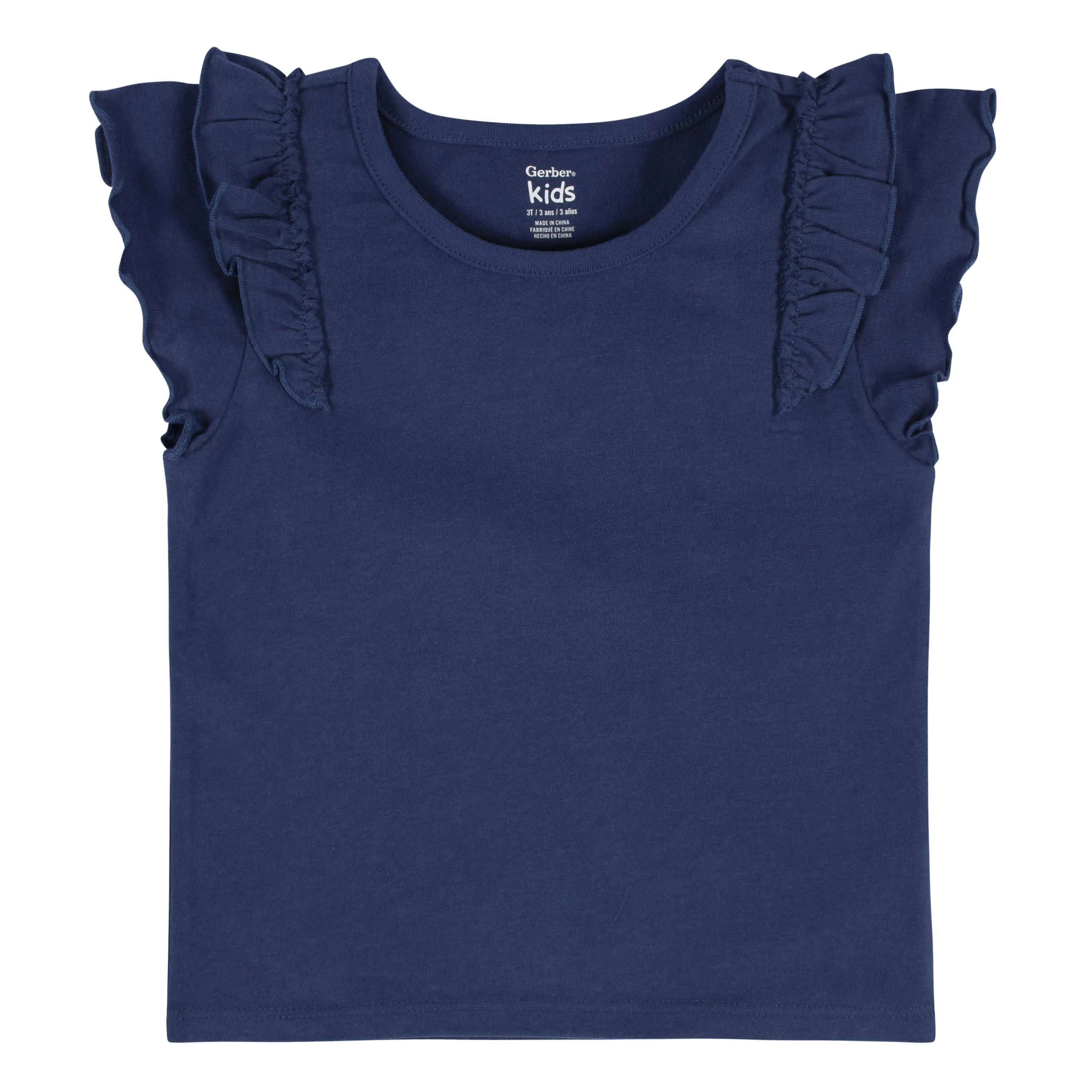 2-Pack Infant & Toddler Girls Blue Double Ruffle Tops