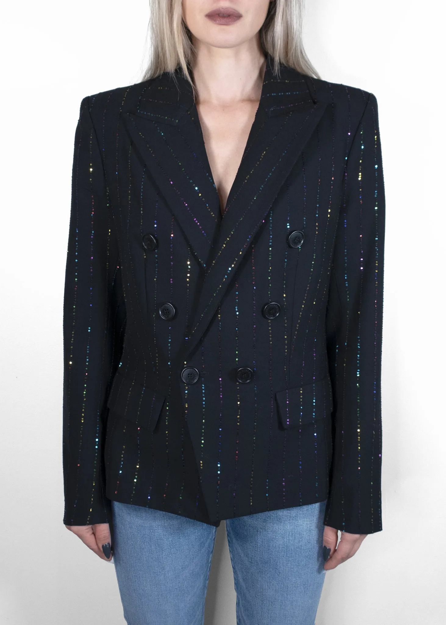 Alexandre Vauthier Sequin Pinstripe Long Oversized Blazer