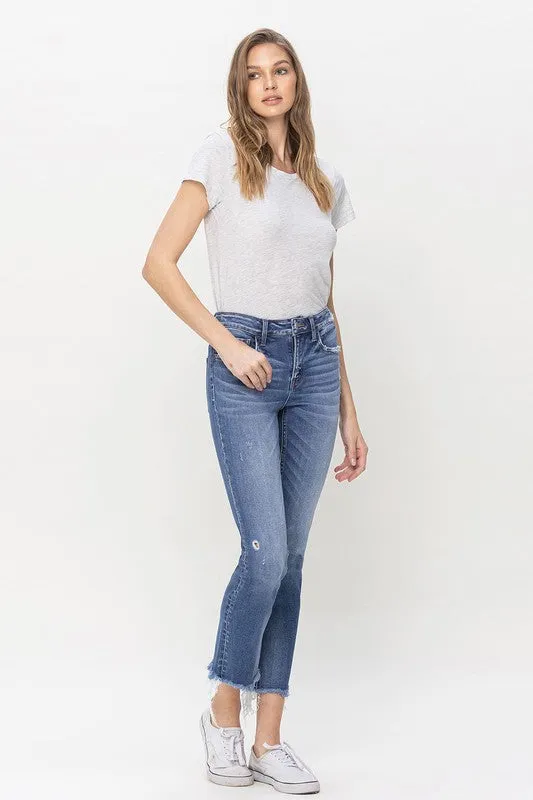 Arya Mid Rise Crop Slim Straight Jeans