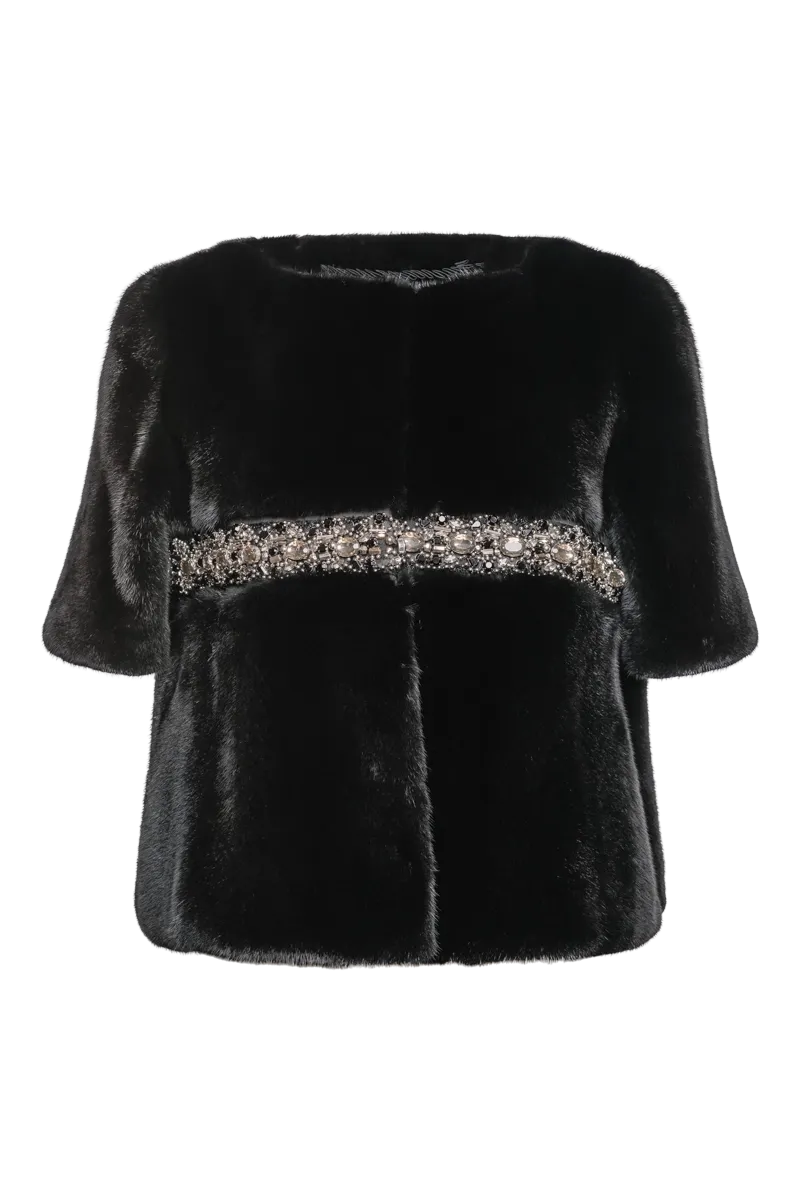 Beaded Evening Ranch Mink Fur Jacket