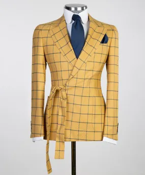 Belted Yellow Check Suit