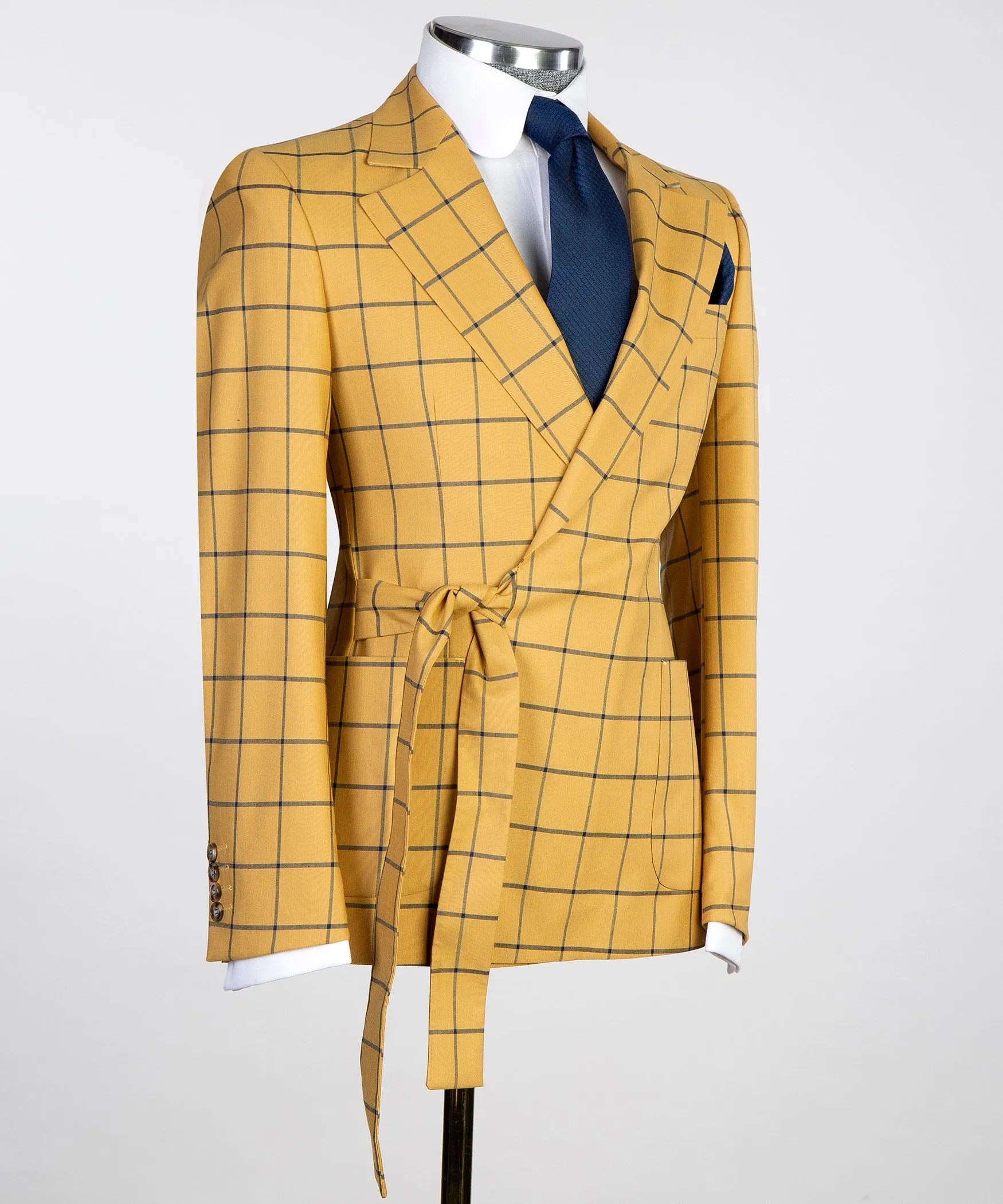 Belted Yellow Check Suit