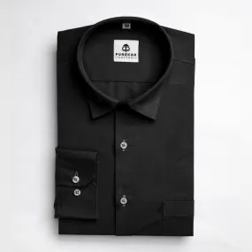 Black Color Lycra Twill Cotton Shirt For Men