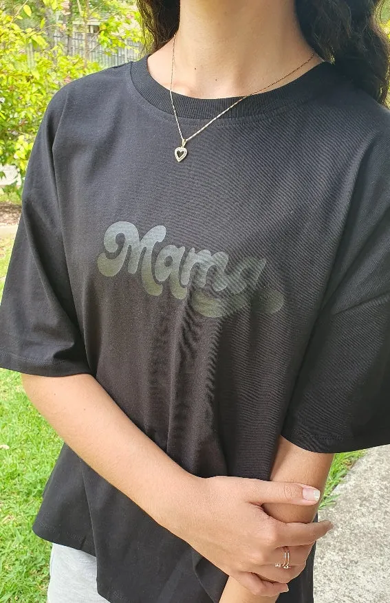 Black on black MAMA tee©️