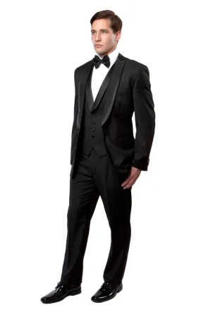 Black Slim Fit Tuxedo with Shawl Collar - MT239S-00 | Elegant Prom Wear