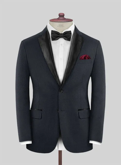 Blue Merino Wool Tuxedo Suit