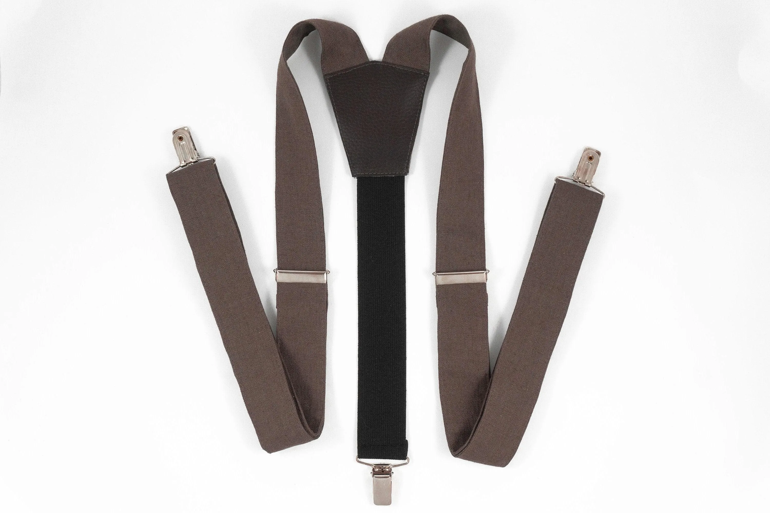 BROWN linen suspenders Adjustable Y- Back Suspenders - ADULT Baby Boys Kids Children Mens Groom Page Boy Wedding