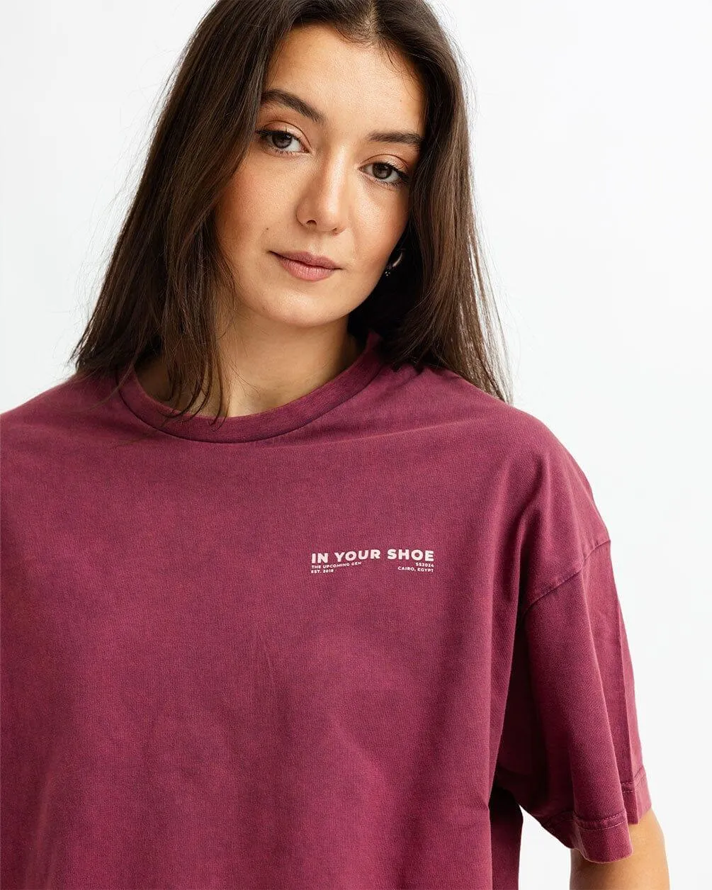 Burgundy Acid Washed Oversized Tee