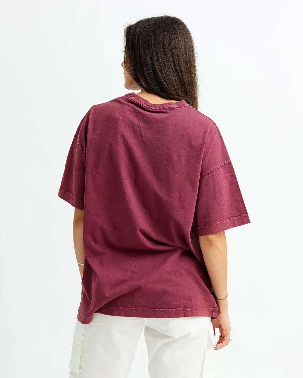 Burgundy Acid Washed Oversized Tee