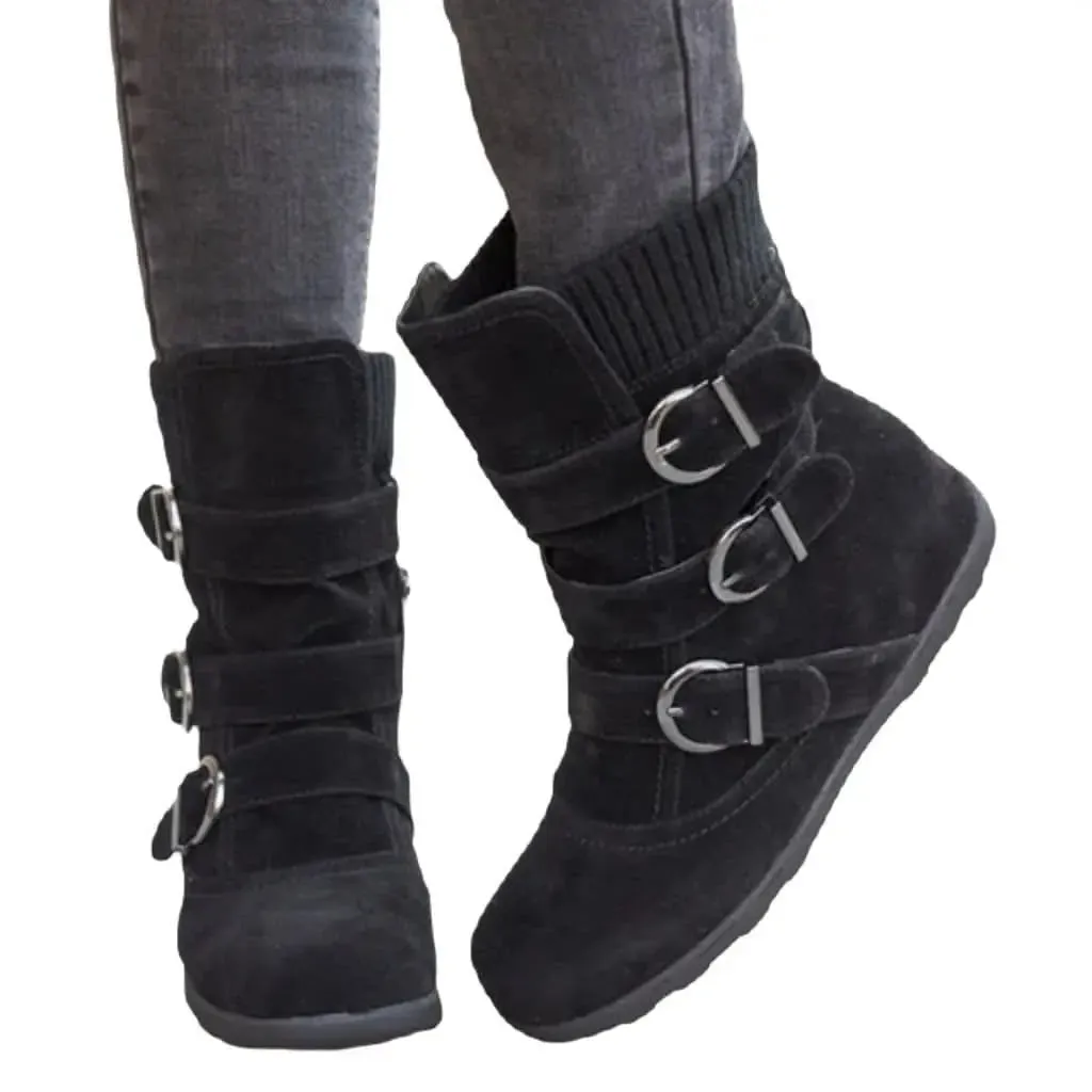 Chic Women's Ankle Snow Boots with Trendy Buckle Detail