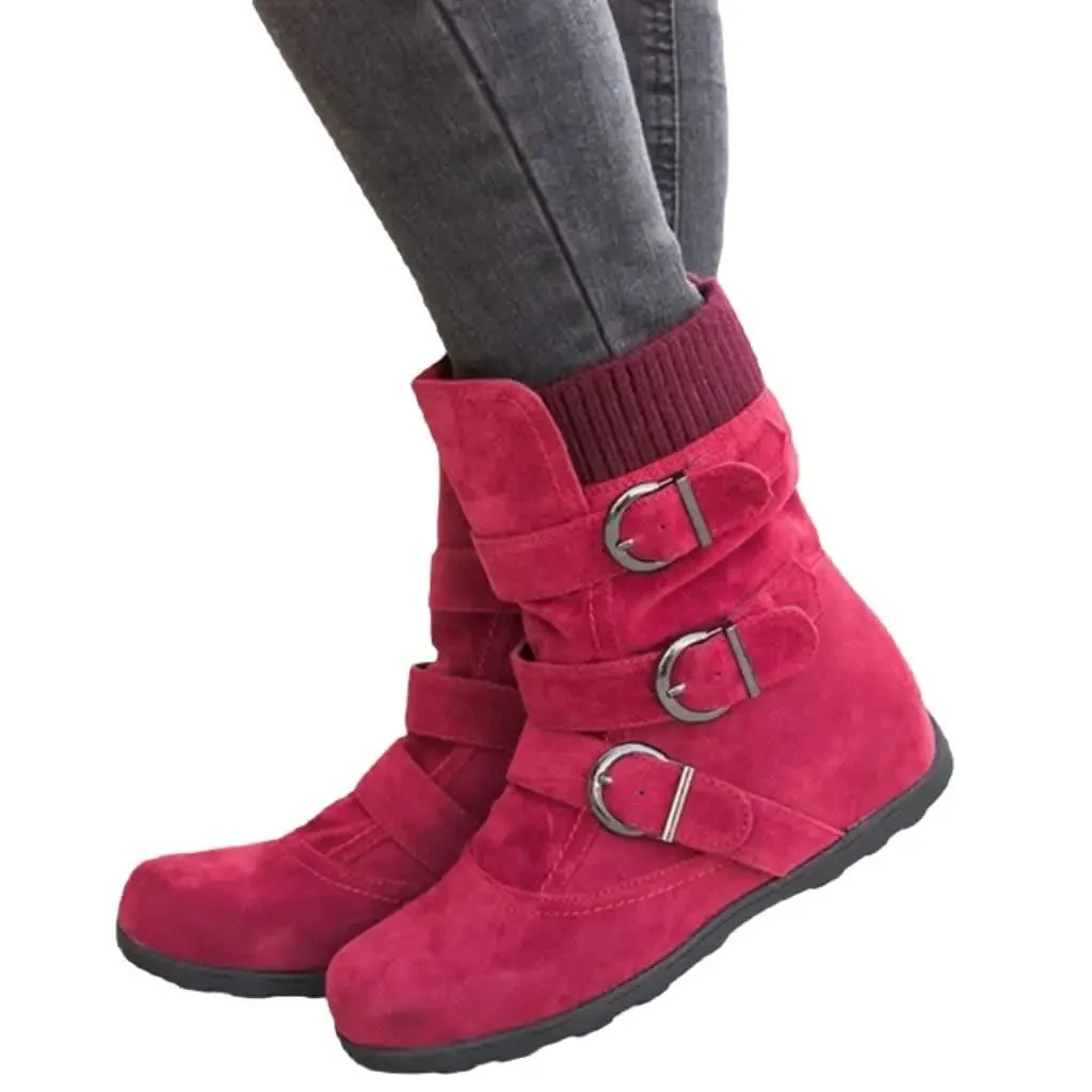 Chic Women's Ankle Snow Boots with Trendy Buckle Detail