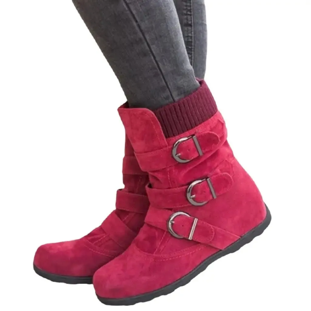 Chic Women's Ankle Snow Boots with Trendy Buckle Detail