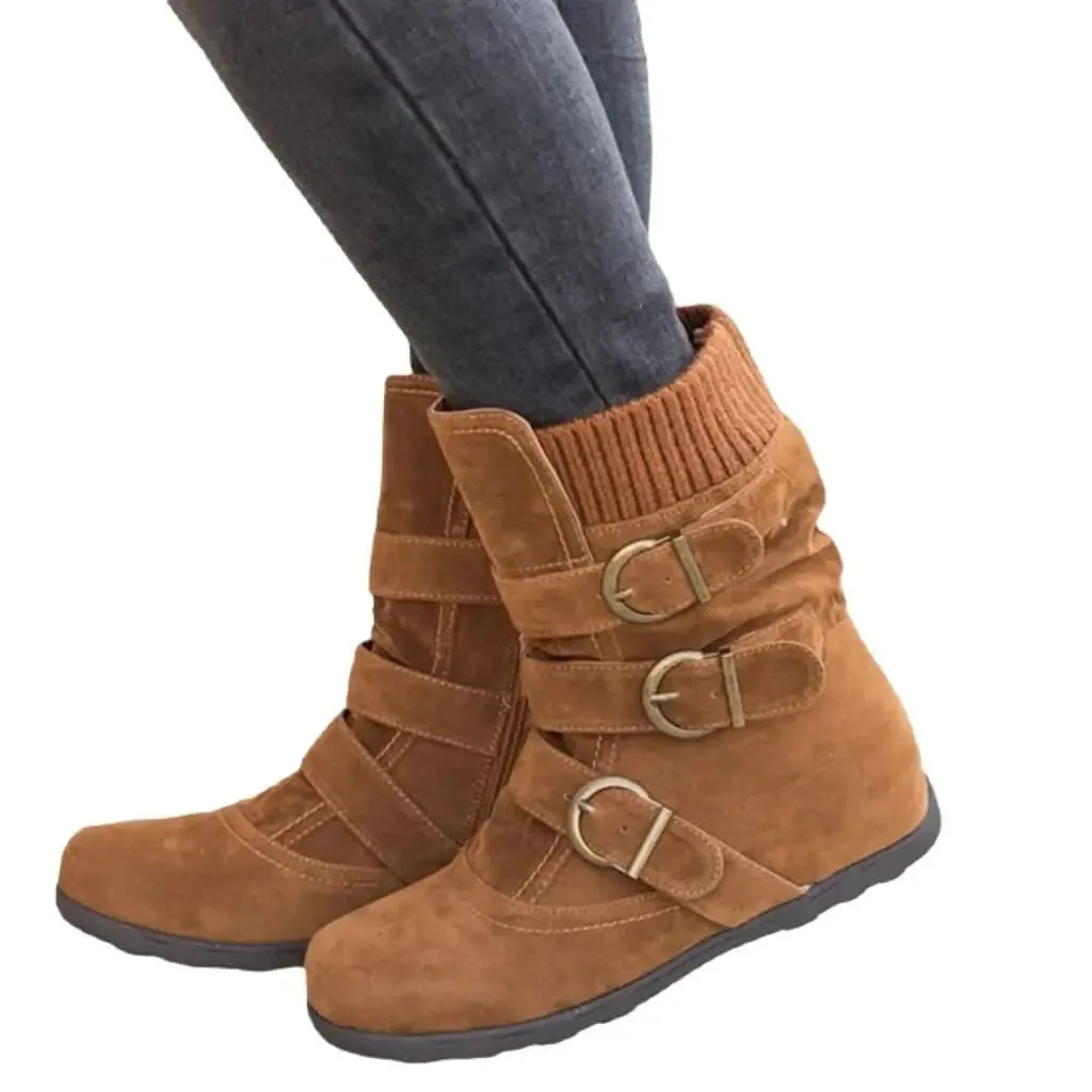 Chic Women's Ankle Snow Boots with Trendy Buckle Detail