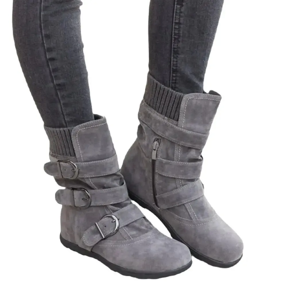 Chic Women's Ankle Snow Boots with Trendy Buckle Detail