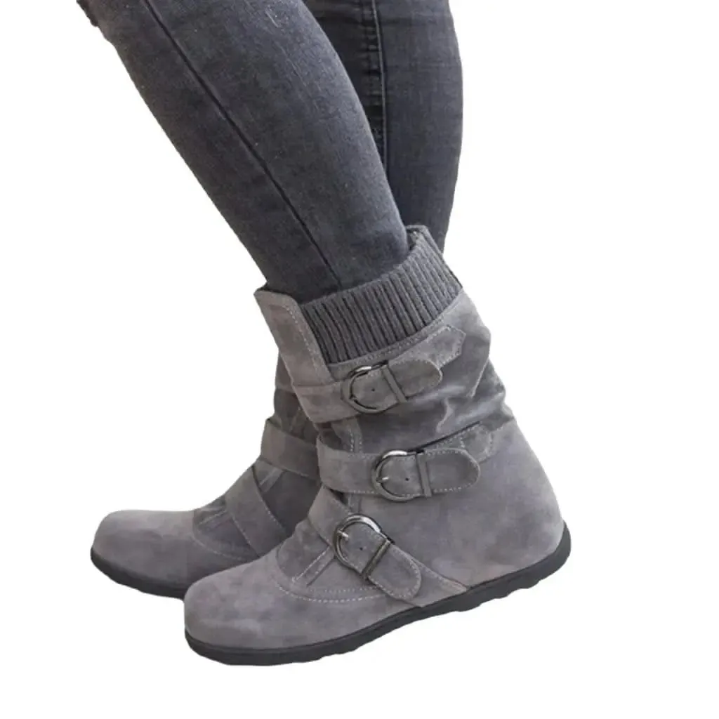 Chic Women's Ankle Snow Boots with Trendy Buckle Detail