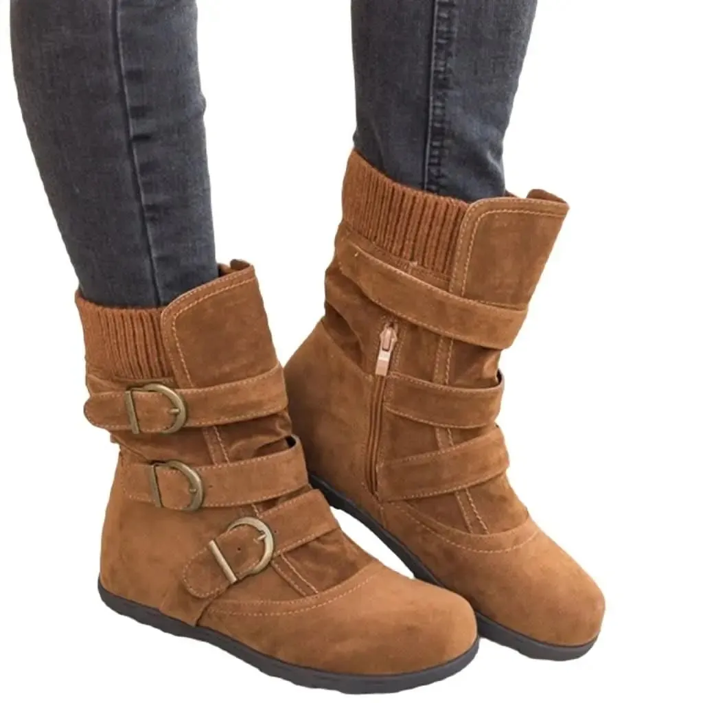 Chic Women's Ankle Snow Boots with Trendy Buckle Detail