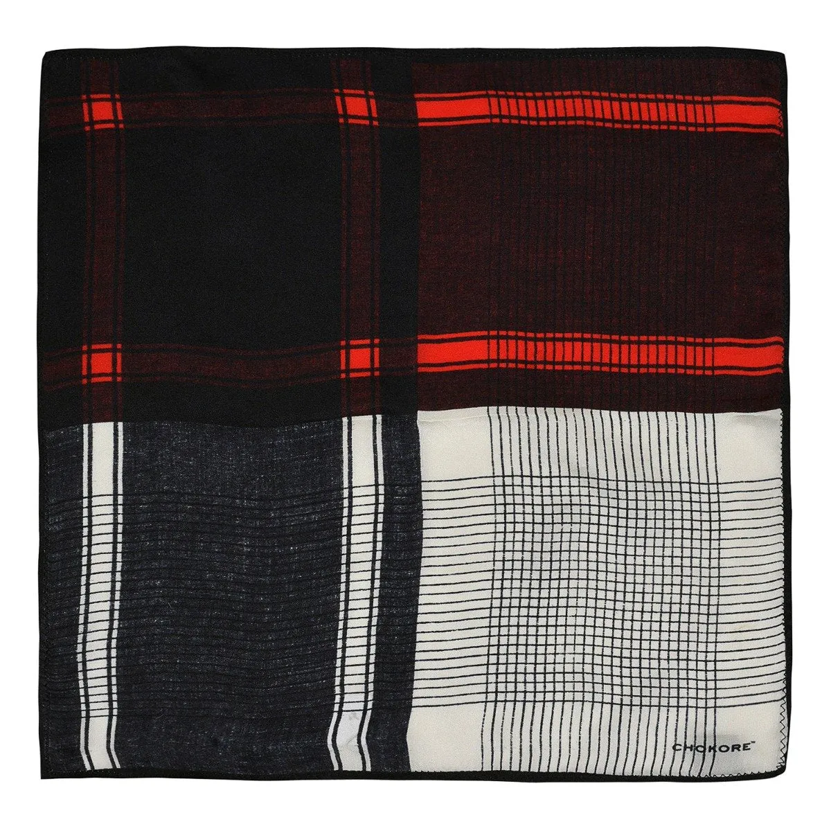 Chokore 4-in-1 Black & Red Silk Pocket Square