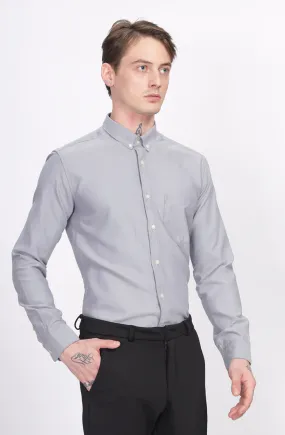 Classic Oxford Silver White Formal Shirt