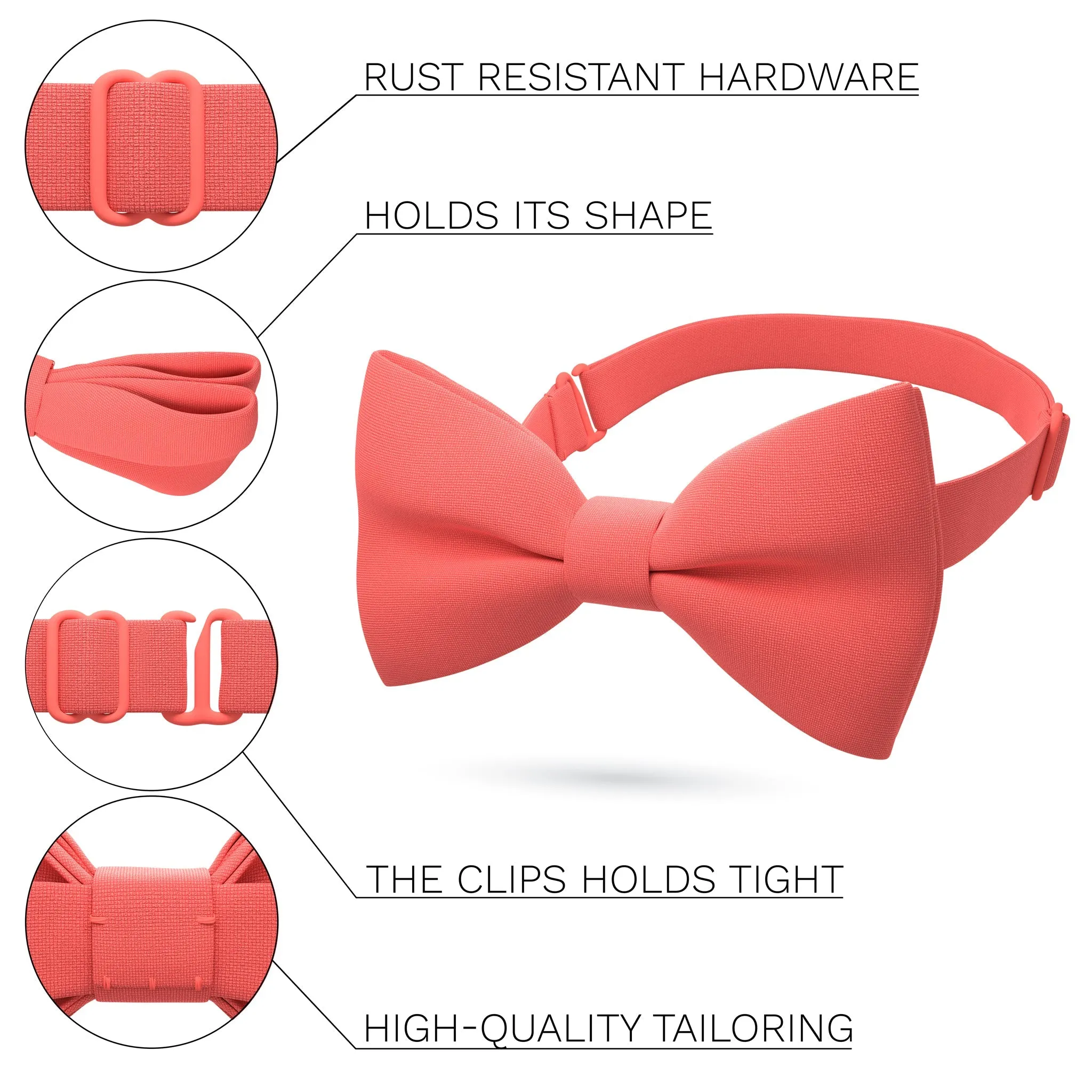 Coral Bow Tie with Handkerchief Set