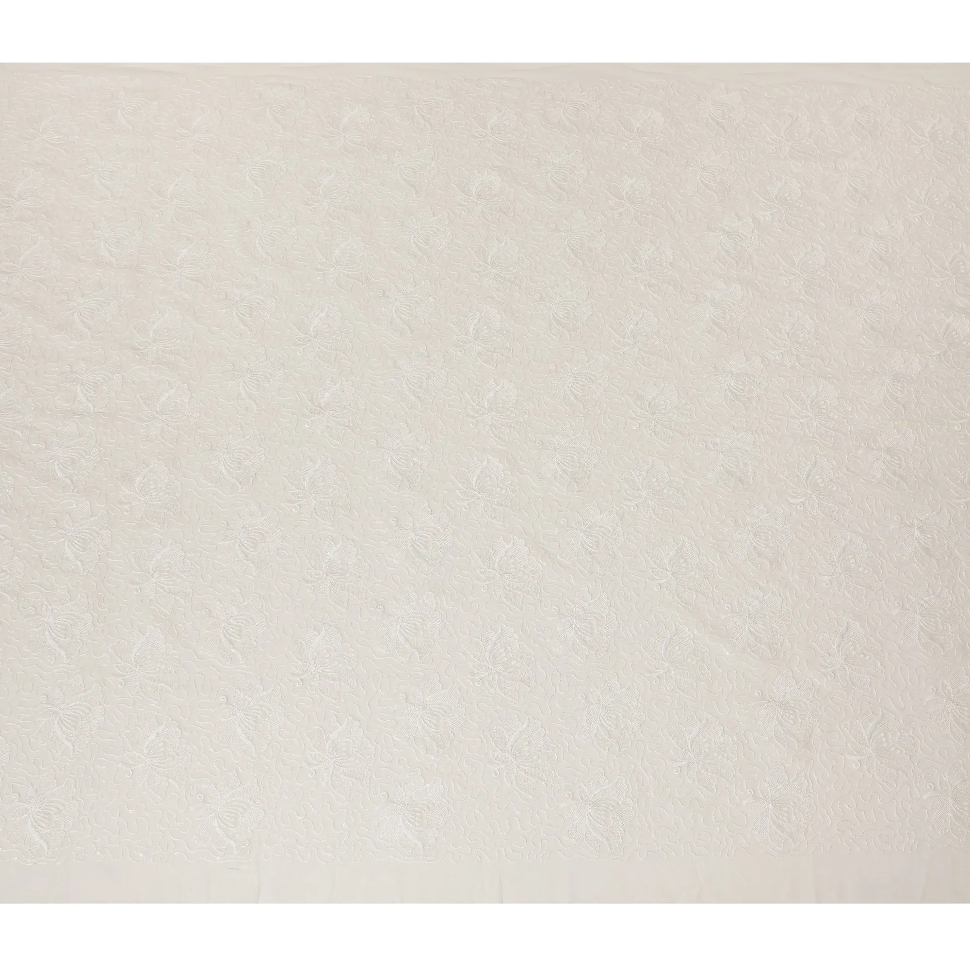 Cream Embossed Floral Georgette Fabric - 110 cm Width, Elegant Textured Finish, Ideal for Luxurious Garments-D19152