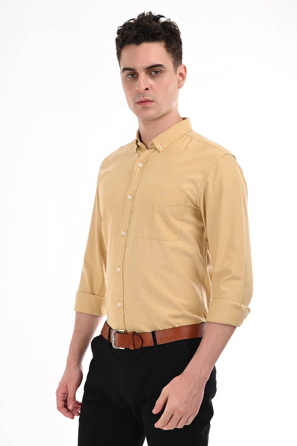 Dark Yellow New Age Oxford Semi Formal Shirt