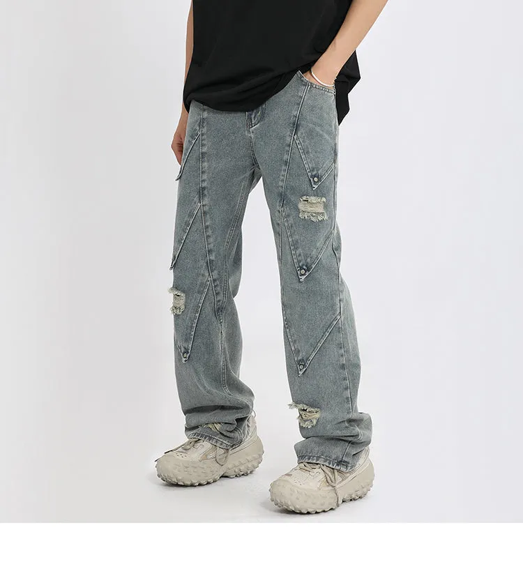 Deconstructed Diamond Denim Jeans