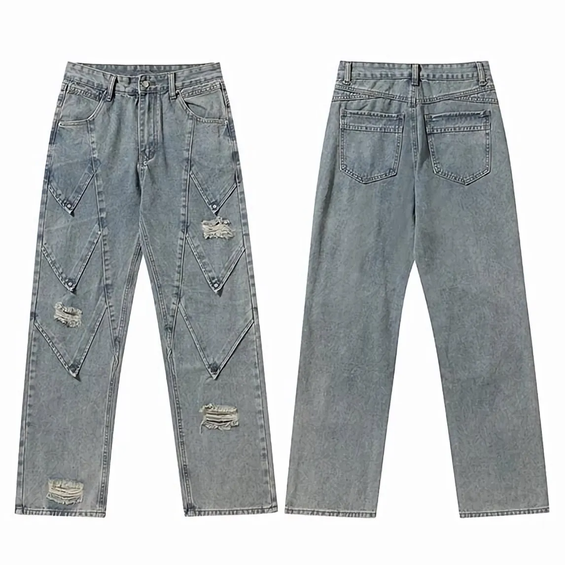 Deconstructed Diamond Denim Jeans