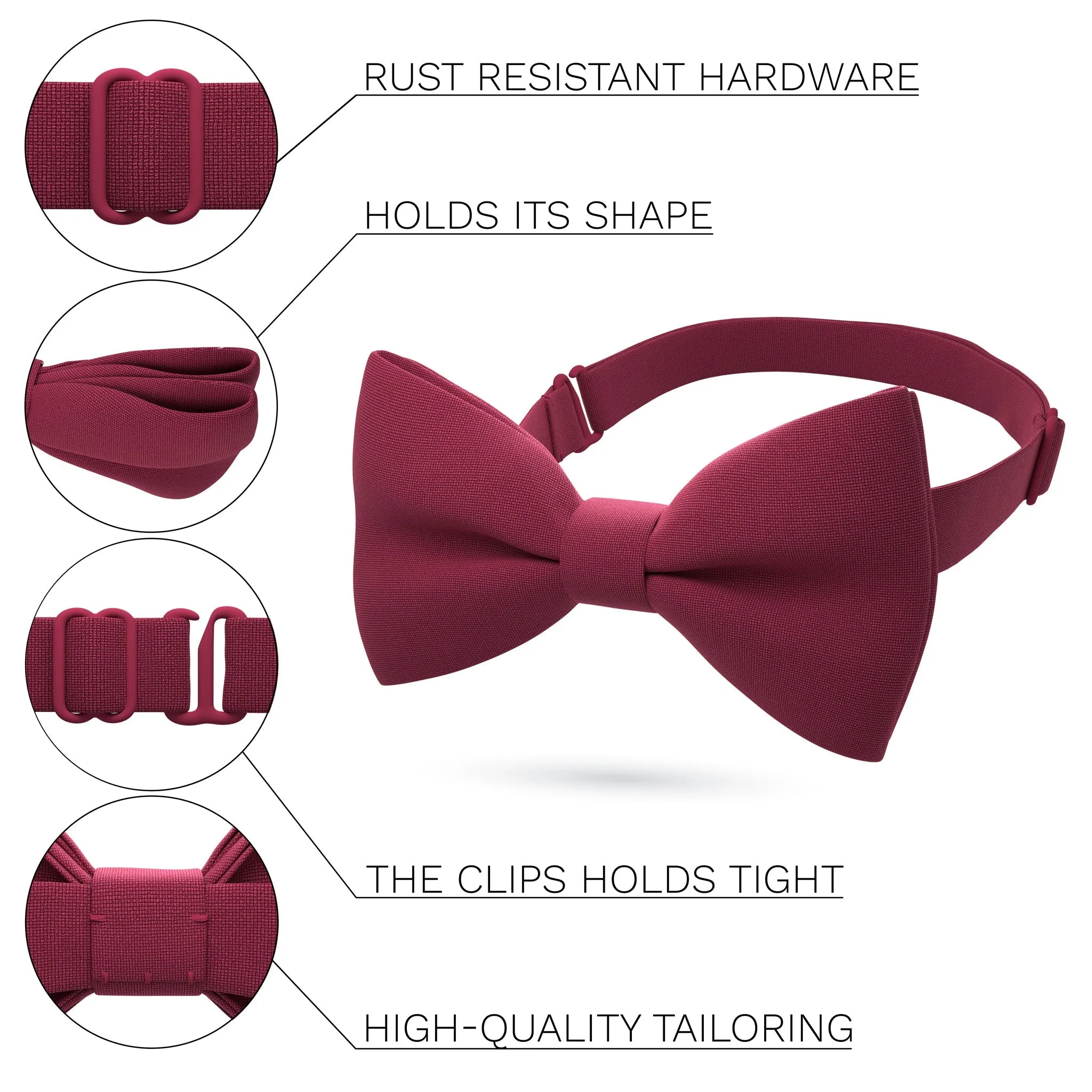 Deep Red Bow Tie with Handkerchief Set