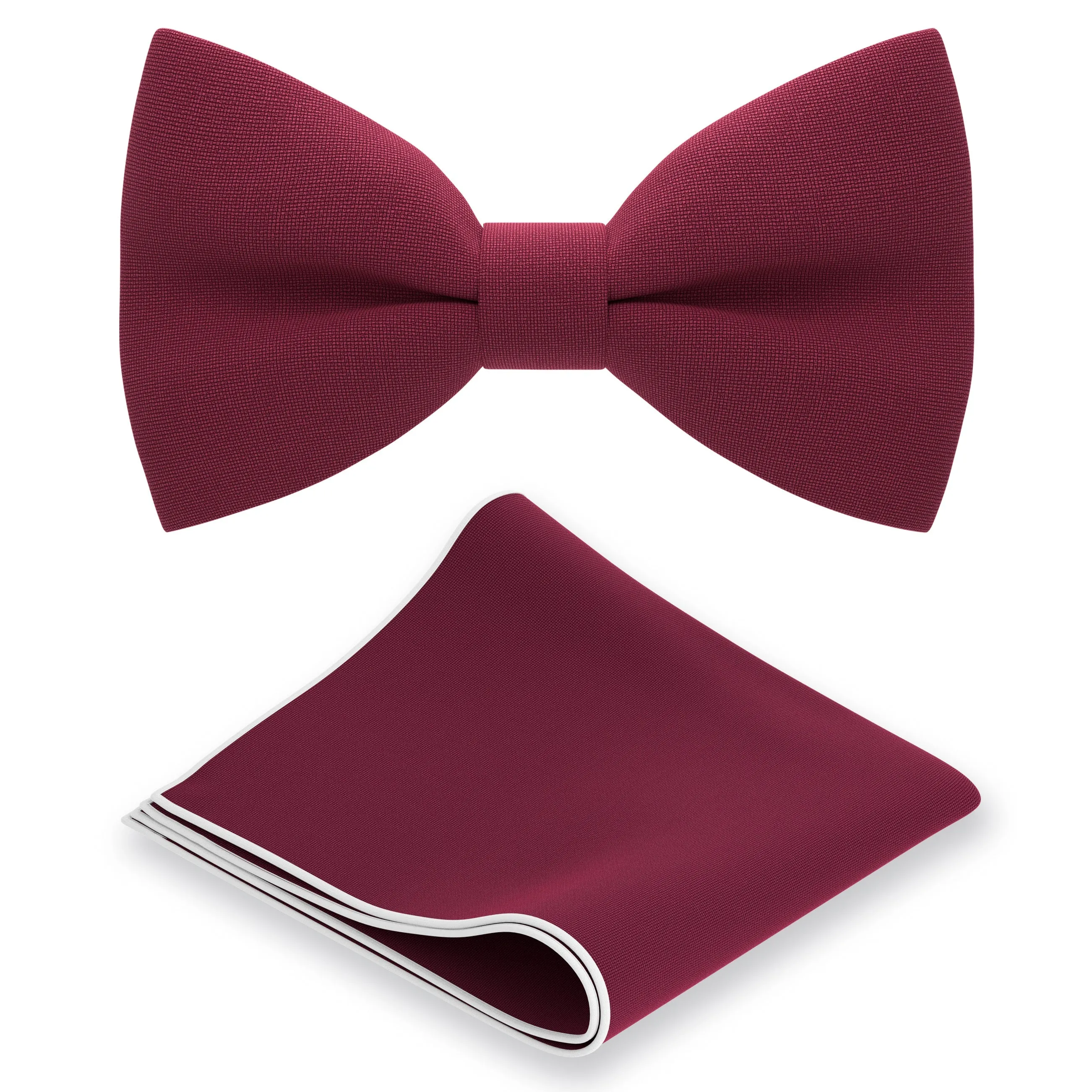 Deep Red Bow Tie with Handkerchief Set