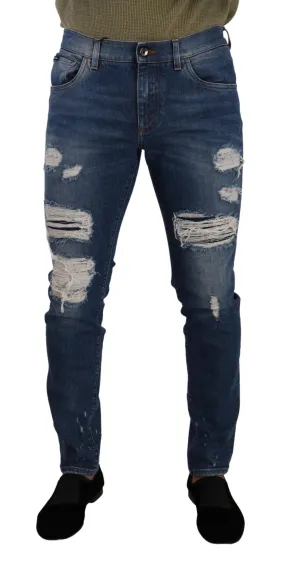 Dolce & Gabbana Blue Wash Cotton Stretch Slim Fit Denim Jeans