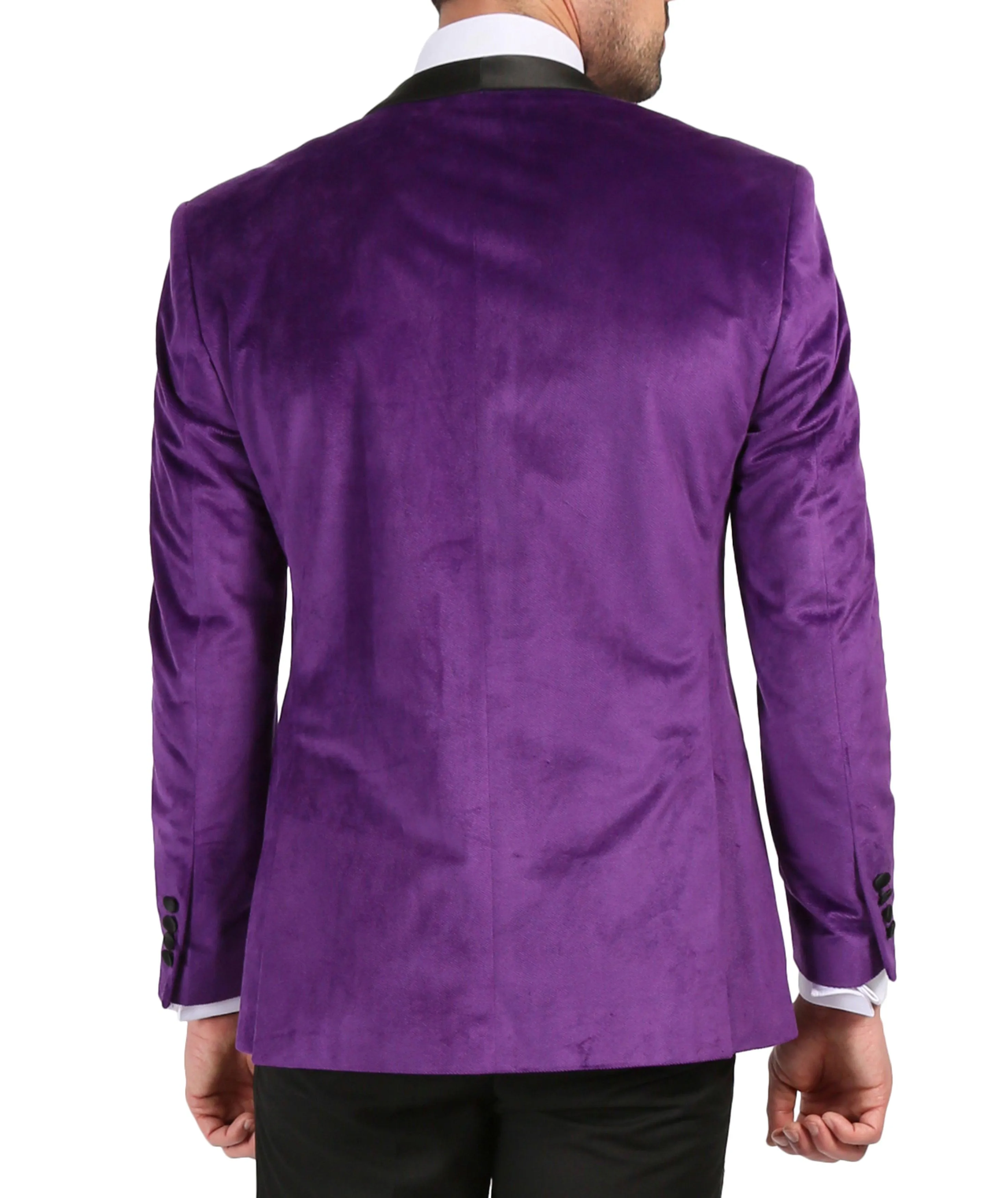 Enzo Purple Slim Fit Velvet Shawl Tuxedo Blazer