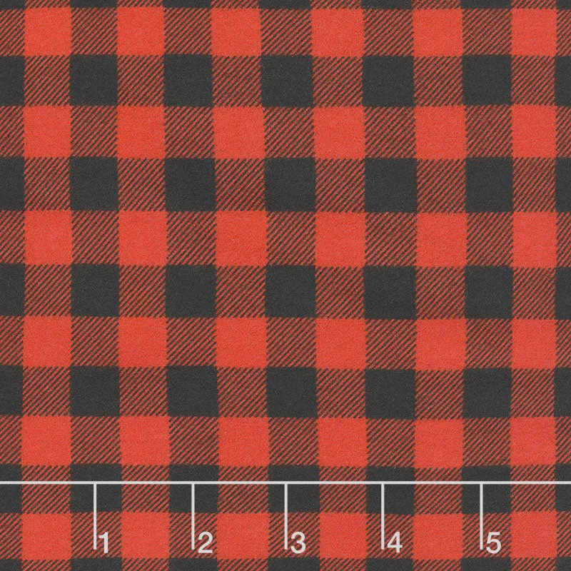 Flannel Gnomies - Plaid Black and Red Yardage