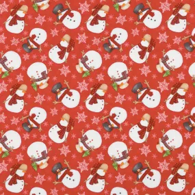 Flannel Gnomies - Tossed Snowmen Red Yardage