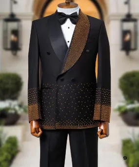 Golden Stones Black Tuxedo Jacket Mens