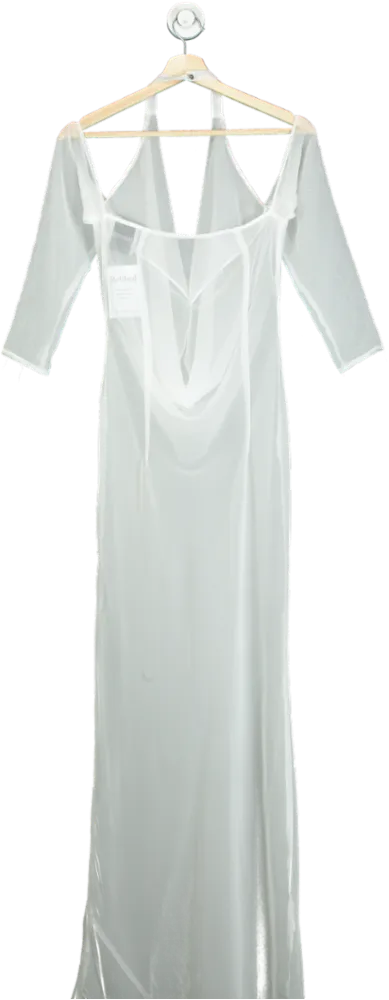 Halden White Sheer Cowl Neck Gown