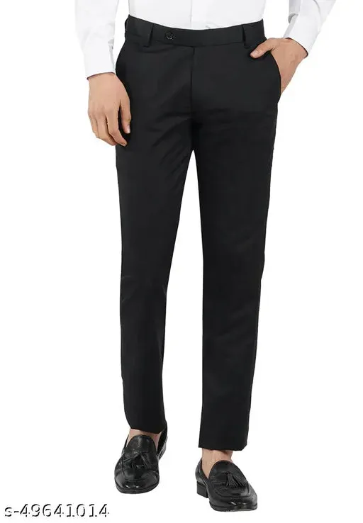 Haul Chic's Black Polyster Blend Formal Trouser