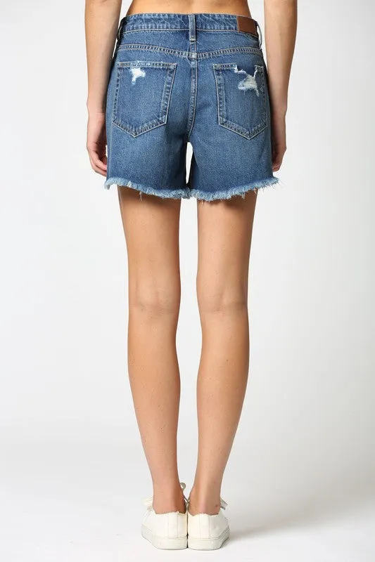 Hidden Jeans Sofie High Rise Dark Denim Mom Shorts