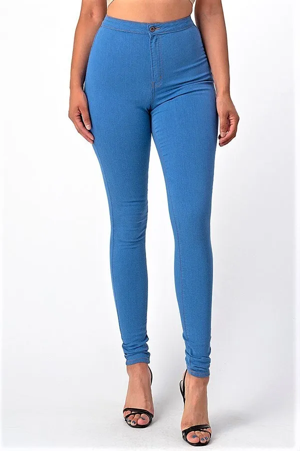 High Rise Square Back Pocket Clean Skinny Jeans