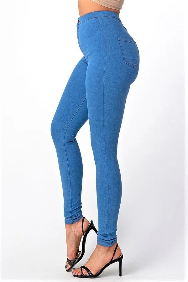 High Rise Square Back Pocket Clean Skinny Jeans