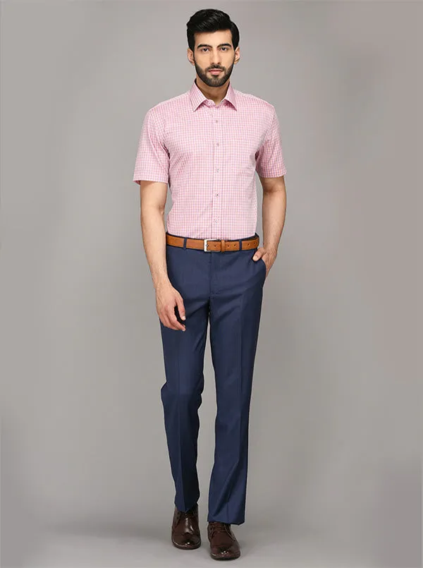 JadeBlue Light Pink & Blue Checked Regular Fit Formal Shirt