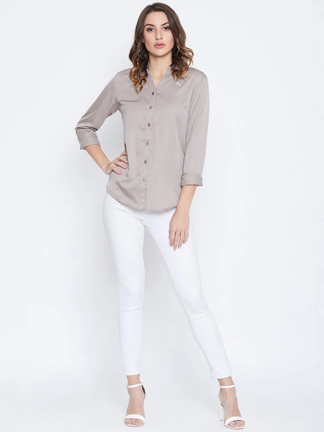 JUMP USA Women Beige Solid Casual Shirts