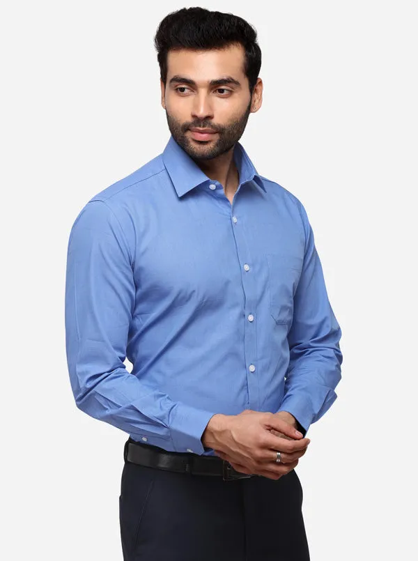 Light Blue Solid Regular Fit Formal Shirt | JadeBlue