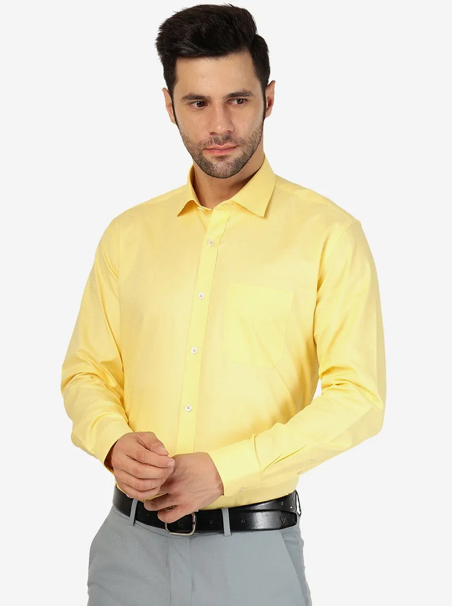 Light Yellow Solid Regular Fit Formal Shirt | JadeBlue