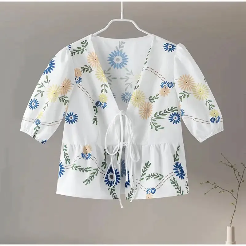 Lira Floral Vest Knot Summer Tops