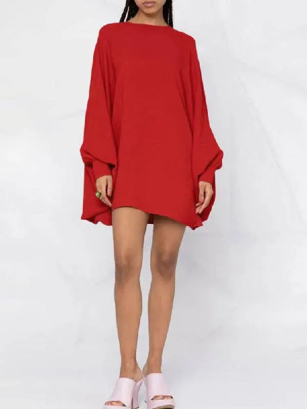 Long Batwing Sleeves Mini Dresses