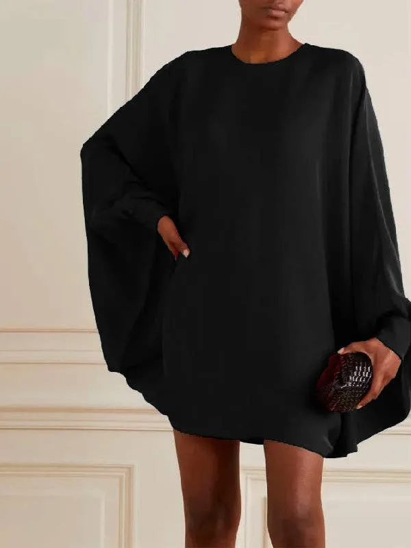 Long Batwing Sleeves Mini Dresses