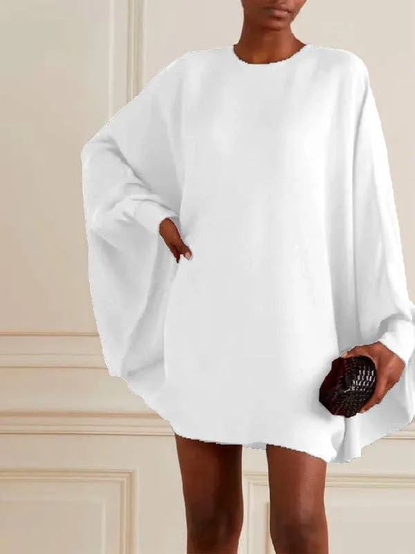 Long Batwing Sleeves Mini Dresses