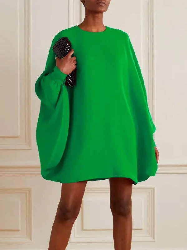 Long Batwing Sleeves Mini Dresses