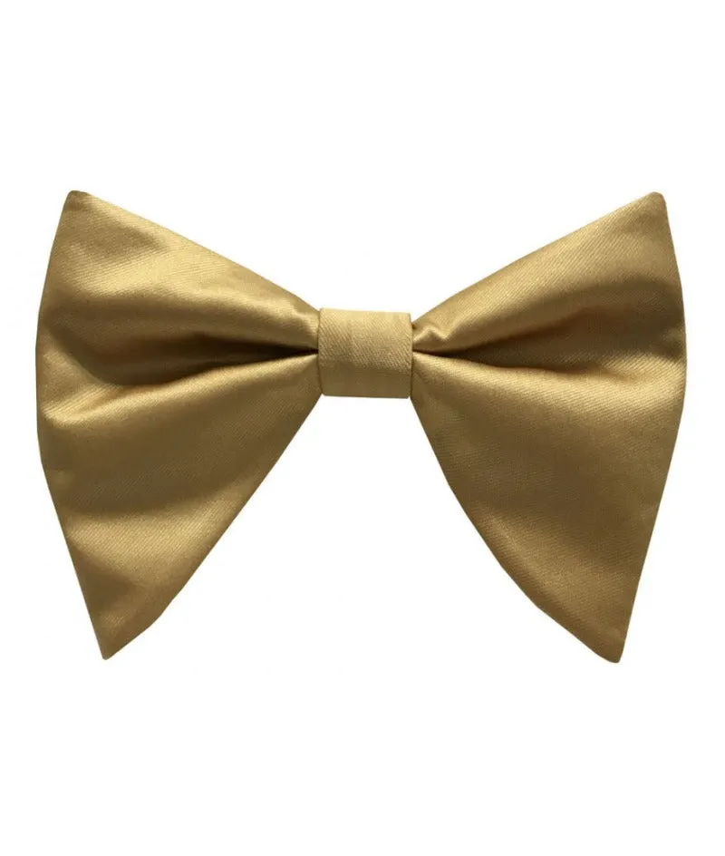 Men's Gold Satin Tear Drop Butterfly Bowtie with Hanky