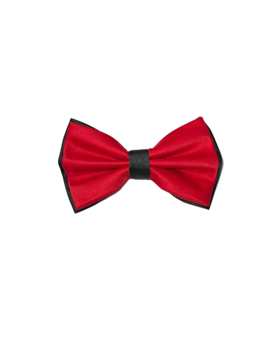 Men's Red and Black Satin Bowtie with hanky